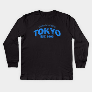 Tokyo Japan grunge texture design Kids Long Sleeve T-Shirt