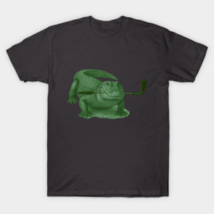 Green Alligator Golfer Illustration – Funny Wildlife Golfer Design T-Shirt