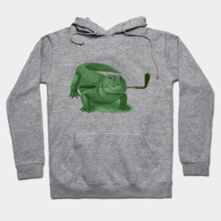 Green Alligator Golfer Illustration – Funny Wildlife Golfer Design Hoodie