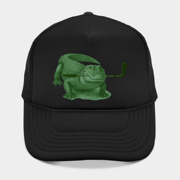 Green Alligator Golfer Illustration – Funny Wildlife Golfer Design by DonWillisJrArt