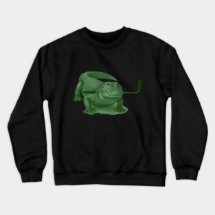 Green Alligator Golfer Illustration – Funny Wildlife Golfer Design Crewneck Sweatshirt