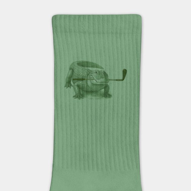 Green Alligator Golfer Illustration – Funny Wildlife Golfer Design by DonWillisJrArt