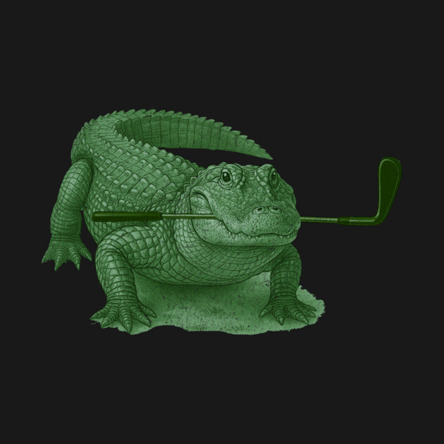 Green Alligator Golfer Illustration – Funny Wildlife Golfer Design by DonWillisJrArt