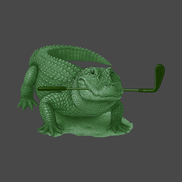 Green Alligator Golfer Illustration – Funny Wildlife Golfer Design by DonWillisJrArt