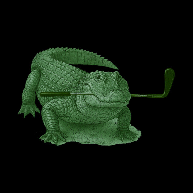 Green Alligator Golfer Illustration – Funny Wildlife Golfer Design by DonWillisJrArt