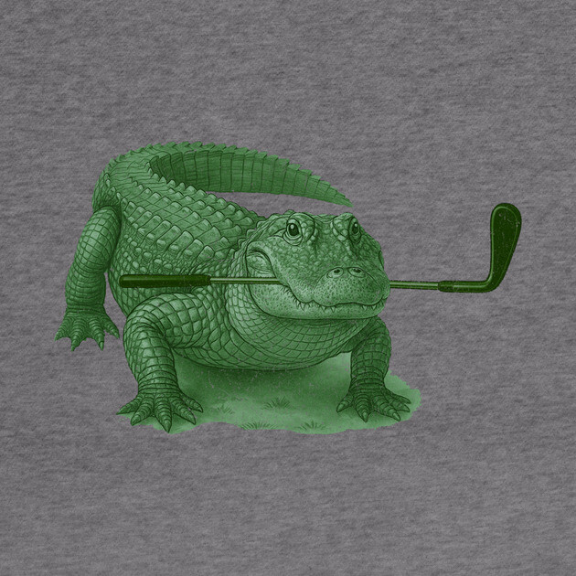 Green Alligator Golfer Illustration – Funny Wildlife Golfer Design by DonWillisJrArt