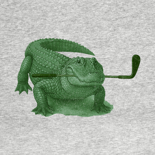 Green Alligator Golfer Illustration – Funny Wildlife Golfer Design by DonWillisJrArt