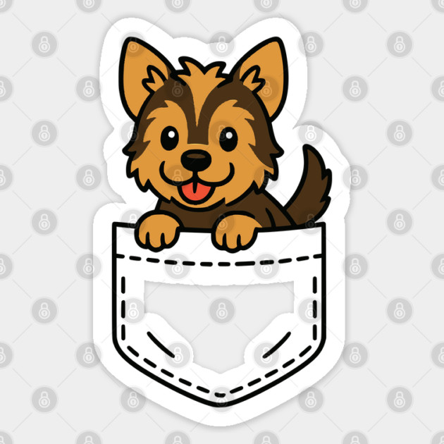 Cute Yorkie Puppy Pocket Pal Funny Yorkshire Terrier Lover Sticker by Yesteeyear