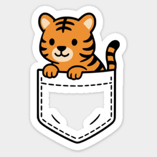 Cute Tiger Cub Pocket Pal Funny Tiger Jungle Animal Sticker