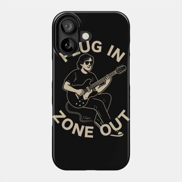 Plug In & Zone Out. Vintage Guitar Vibes Tee Phone Case by filiposwear