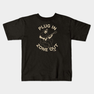 Plug In & Zone Out. Vintage Guitar Vibes Tee Kids T-Shirt
