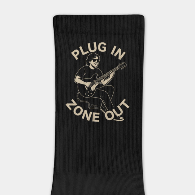 Plug In & Zone Out. Vintage Guitar Vibes Tee by filiposwear