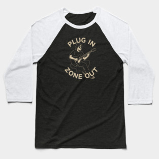 Plug In & Zone Out. Vintage Guitar Vibes Tee Baseball T-Shirt