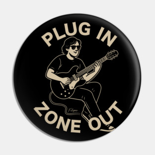 Plug In & Zone Out. Vintage Guitar Vibes Tee Pin