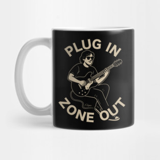 Plug In & Zone Out. Vintage Guitar Vibes Tee Mug