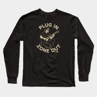 Plug In & Zone Out. Vintage Guitar Vibes Tee Long Sleeve T-Shirt