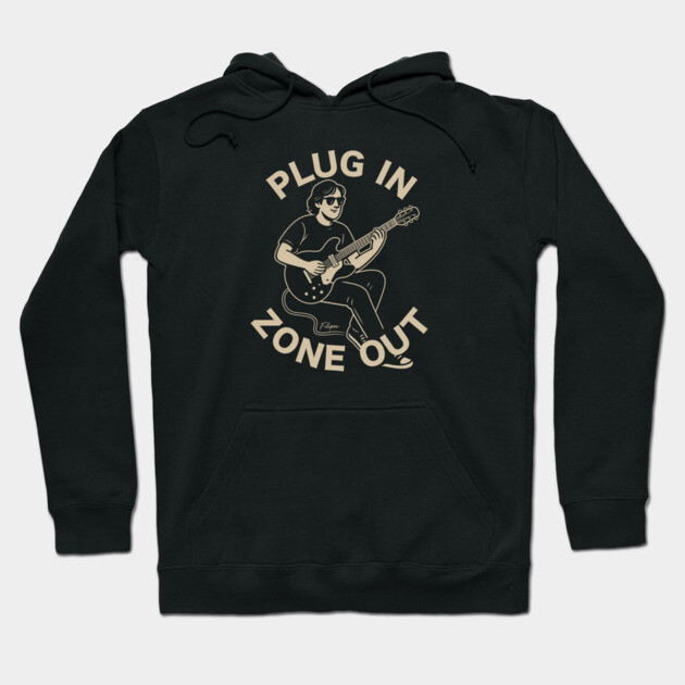 Plug In & Zone Out. Vintage Guitar Vibes Tee Hoodie by filiposwear