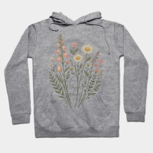 Foxglove Daisy Tulip Flower Minimal Floral Hidden Message Hoodie