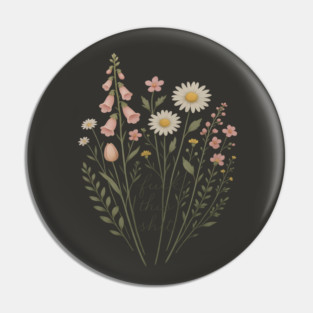 Foxglove Daisy Tulip Flower Minimal Floral Hidden Message Pin