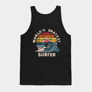 World's Okayest Surfer Distressed Tank Top
