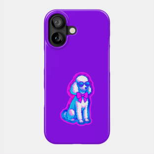 Retro Vaporwave Poodle – Neon 80s Dog with Sunglasses & Bow Phone Case