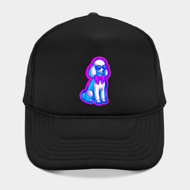 Retro Vaporwave Poodle – Neon 80s Dog with Sunglasses & Bow by DonWillisJrArt