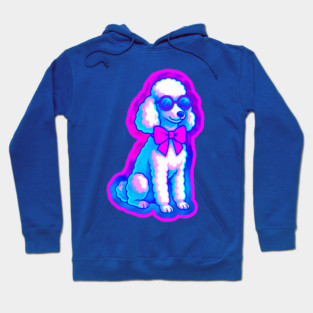 Retro Vaporwave Poodle – Neon 80s Dog with Sunglasses & Bow Hoodie