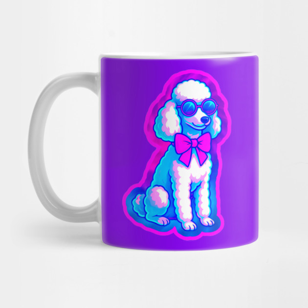 Retro Vaporwave Poodle – Neon 80s Dog with Sunglasses & Bow by DonWillisJrArt