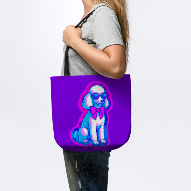 Retro Vaporwave Poodle – Neon 80s Dog with Sunglasses & Bow by DonWillisJrArt