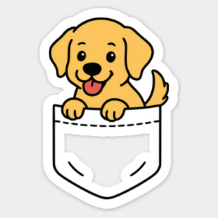 Cute Golden Retriever Puppy Pocket Pal Funny Retriever Dog Sticker