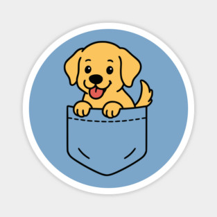 Cute Golden Retriever Puppy Pocket Pal Funny Retriever Dog Magnet