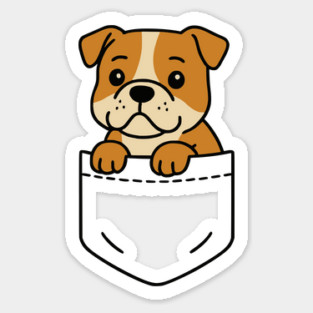 Cute Bulldog Puppy Pocket Pal Funny Bulldog Dog Lover Sticker