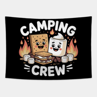 Camping Crew – S’more Campfire Group Squad T-Shirt for Kids, Men & Women Tapestry