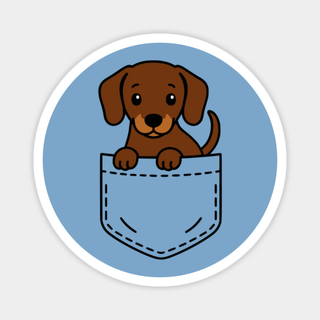 Cute Dachshund Puppy Pocket Pal Funny Doxie Dog Magnet by Yesteeyear