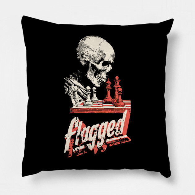 Flagged - Skeleton Playing Chess - Losing on Time Pillow by TuncGK