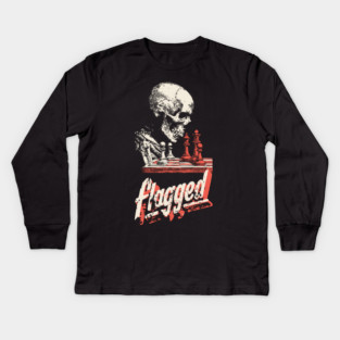 Flagged - Skeleton Playing Chess - Losing on Time Kids Long Sleeve T-Shirt