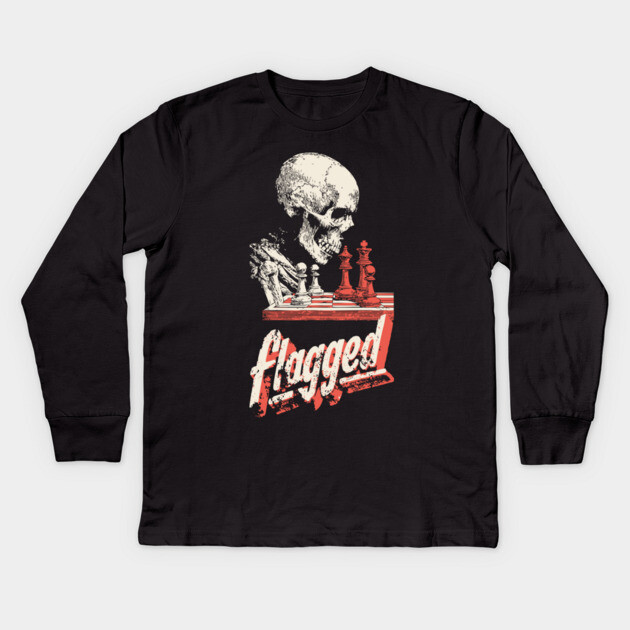 Flagged - Skeleton Playing Chess - Losing on Time Kids Long Sleeve T-Shirt by TuncGK