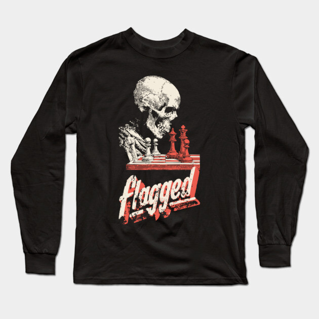 Flagged - Skeleton Playing Chess - Losing on Time Long Sleeve T-Shirt by TuncGK