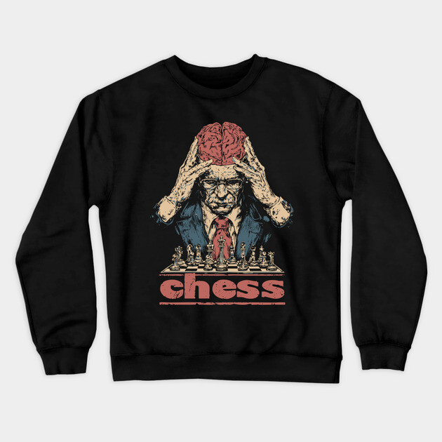 Brains for Chess - Concept Art Retro Style Crewneck Sweatshirt by TuncGK