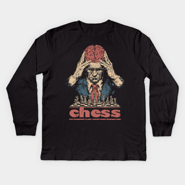 Brains for Chess - Concept Art Retro Style Kids Long Sleeve T-Shirt by TuncGK