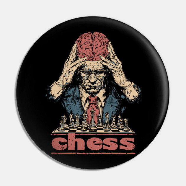 Brains for Chess - Concept Art Retro Style Pin by TuncGK