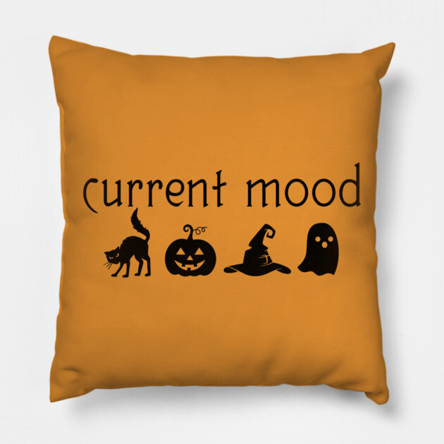 Halloween Moods (Black) Pillow by casualteesinc