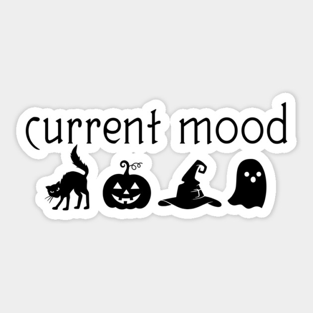 Halloween Moods (Black) Sticker by casualteesinc