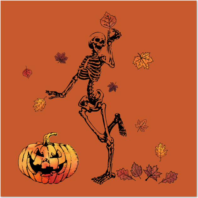 Frolicking Skelly Wall Art by casualteesinc