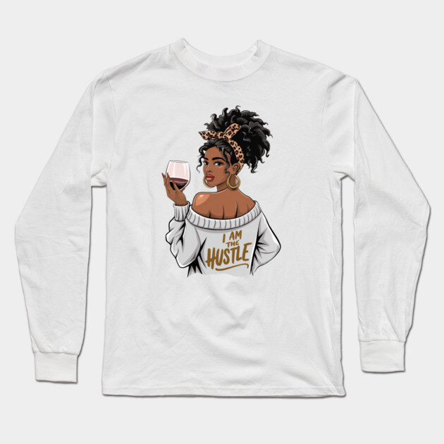 I am the hustle | Black Boss Lady Long Sleeve T-Shirt by UrbanLifeApparel