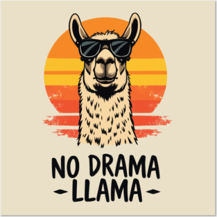 No Drama Llama Alpaca with Sunglasses Posters and Art