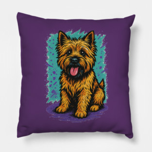 Retro 90s Cairn Terrier Vintage Dog Pillow