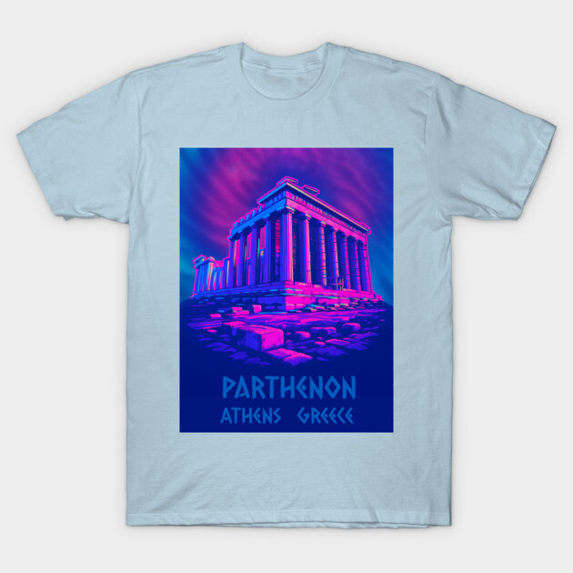 Chillwave Parthenon – Retro Greek Temple Vaporwave Art T-Shirt by DonWillisJrArt
