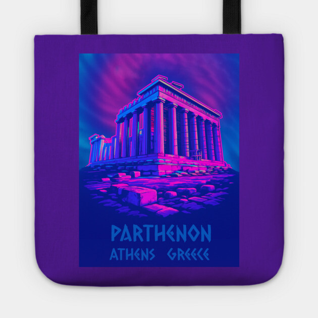 Chillwave Parthenon – Retro Greek Temple Vaporwave Art Tote by DonWillisJrArt