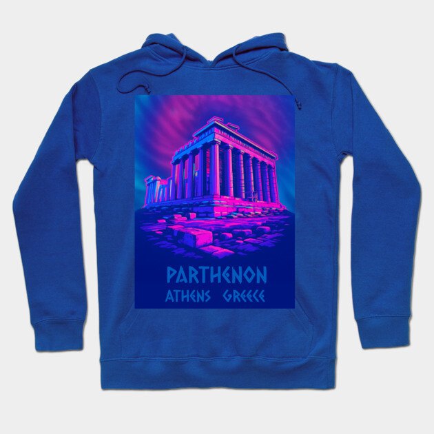 Chillwave Parthenon – Retro Greek Temple Vaporwave Art Hoodie by DonWillisJrArt